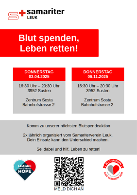 Samariterverein Leuk, Blutspenden
